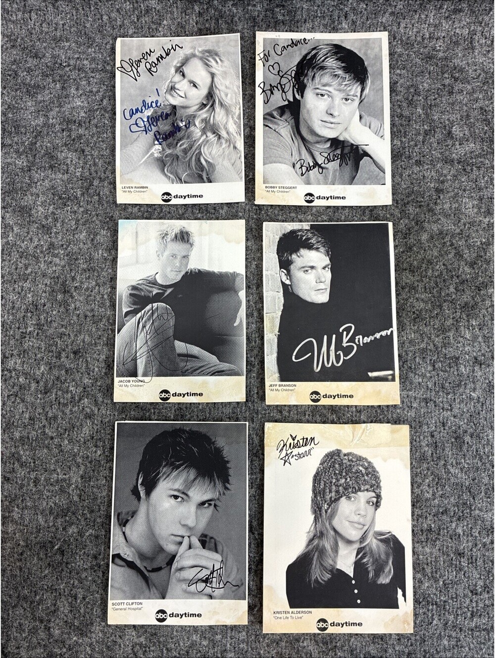 Lot of 6 Vtg ABC Daytime All My Children Autographed Promo Cards Leven Rambin